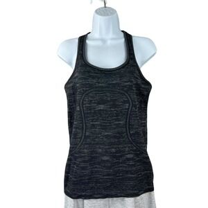 Lululemon Tank Top Womens Size 8 Black Gray Run My Race Performance‎